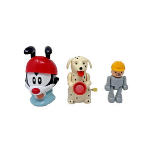 Vintage Toy Lot Animaniacs Yakko, Wind UpDalmatian Puppy, Playmobil Worker 1990s